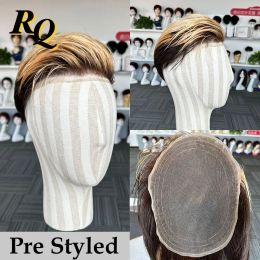 Toupees Toupees Toupee Men Pre Styled Full Lace Base Ombre Colour Capillary Prothesis Natural Hairpeice Human Hair Replacement System Male