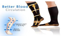 1 Pair Unisex Copper Compression Socks Women Men Anti Fatigue Pain Relief Knee High Stockings 1520 mmHg Graduated YS10041712402