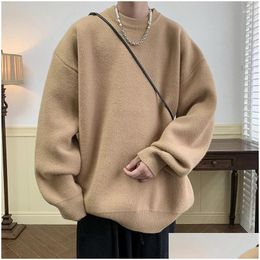 Mens Sweaters M-3Xl Oversized Plovers Classic Style Males Round-Neck Plain Colour Clothing Warm Plover Fashion Streetwear Drop Delivery Otcus