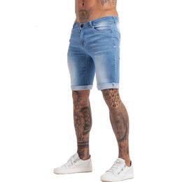 GINGTTO Jeans Mens Denim Shorts Skinny Short Pants Jean Shorts for men Elastic Waist Slim Fit Streetwear Stretch Drop 240322