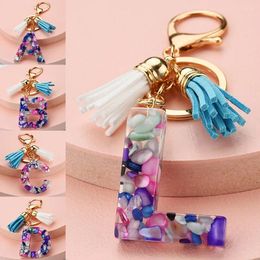 Keychains Fashion Letter Tassel Keychain Trendy Creative Colorful 26 English Initial Resin Handbag Keyring Accessories For Women