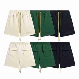 Men's Shorts Embroidered letter pocket shorts for womens best quality yellow brushed oversized pure cotton casual H240401