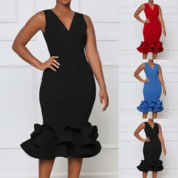 Casual Dresses For Women 2024 Summer Sleeveless V Neck Formal Dress 3d Flower Hem Satin Hip Packag Club Street Lady Sundress