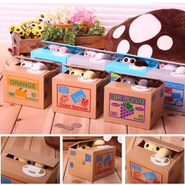 Boxes Plastic Cat Money Box Automatic Cartoon Stealing Coins Storage Kitten Piggy Bank Coin Box Robotic Saving Money Birthday Gifts