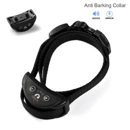 Deterrents Rechargeable AntiBarking No Bark Training Collar with Beeps and Electric Shock, AntiBark Trainer Collar for Small Medium Dogs