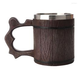 Mugs Retro Simulation Wooden Barrel Beer Mug For Creative Coffee Cup Personalized Classical Single Handle Home Kitchen Dropship