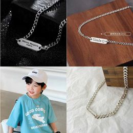 Simple Smiling Letter Childrens Necklace for Boys Street Dance Show Versatile Accessories Hip Hop Fashion Personality Sweater Chain for Women