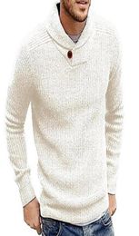 e Mens Solid Colour Knitted Sweater Autumn Winter Long Sleeve High Collar Rib Jumper White Casual Daily Male Knitwear Sweaters8843500