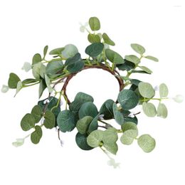 Decorative Flowers Eucalyptus Wreath Ring Holder Wedding Decor Artificial Leaves Decorations