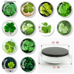 Fridge Magnets Clover Magnet Fridge Clover Sticker Clover Lucky Glass Dome Refrigerant Magnet St. Patrick Day Home Decoration Gift Y240322