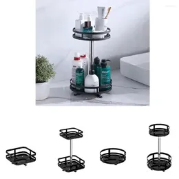 Kitchen Storage Carbon Steel 360° Rotation Spice Rack Organizer 1/2 Layer Square/round Kitchenware Holder Sturdy Rotatable Tray Snack