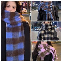 Scarves Thicken Plaid Scarf Elegant Wool Long Shawl Warm Neck Wrap Korean Style Cashmere Couple