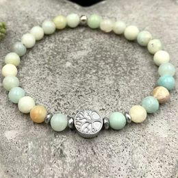 MG2094 6 MM Amazonite Hematite Beads Tree Of Life Charm Bracelet Handmade Energy Protection Wrist Mala