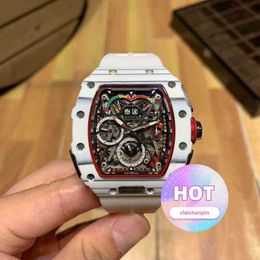 watches wristwatch designer Luxury Mens Mechanical Watch Wine Barrel Leisure Business 50-03 Automatic ers Carbon Fibre White T