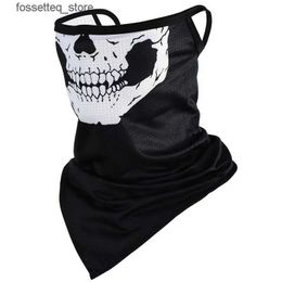 Fashion Face Masks Neck Gaiter 2023 New Ice Silk Outdoor Dust and Sun Protection Motorcycle Half Face Mask with Earrings L240322