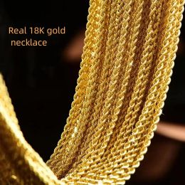 Necklaces MUZHI Real 18K Gold Twisted Chain Necklace Pure AU750 Rope Chain Simple Versatile Necklace Fine Jewelry Gift for Women