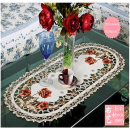 Table Mats Dish Cup Plate Pastoral European Rectangular Fabric Living Room Bedside Cover Cloth Anti-scald Embroidery Craft Tablecloth