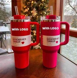 Mugs Black Chroma Winter Comso PINK Parade 40oz Quencher H2.0 Mugs Cups Target Red travel Car cup Stainless Steel Tumblers Cups with handle Gift With 1 1 Same Q240322