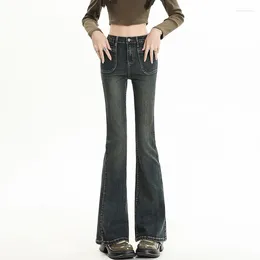 Women's Jeans Vintage High Waist Skinny Slimming American Fashion Streetwear Wide Leg Flare Pants Female Straight Denim Trousers