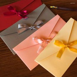 Gift Wrap 5pcs/set Vintage Western Envelopes Cute Ribbon Bowknot Paper Envelope For Letters Wedding Party Christmas Invitation Cards Cover