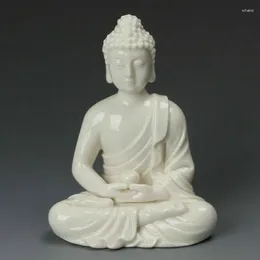 Decorative Figurines China Dehua White Porcelain Sakyamuni Tathagata Amitabha Buddha Bowl Statue