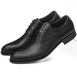 Dress Shoes Large Size EUR45 Woven Design Mens Summer Genuine Leather Wedding Formal Business