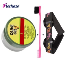Adhesives Olive Oil Edge Control Hair Gel With Melt Band Hair Brush 3Pcs Babys Hair Laying Down Edges Control Natural Hair Wig Accessories