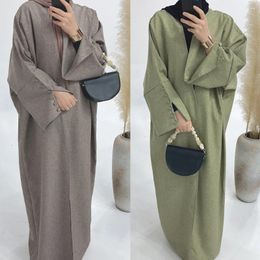 Ethnic Clothing Oversized Abaya Muslim Woman Dubai Butterfly Sleeves Buttoned Split Cuffs Open Front Kimono Outwear Islamic Ramadan Eid