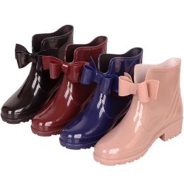 Boots New Rubber Boots for Women PVC Ankle Rain Boots Waterproof Trendy Jelly Women Boot Elastic Band Rainy Shoes Woman 896