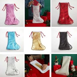 Paljett personaliserade julstrumpor tomt sublimering Xmas strumphållare guld vänd anpassade barn glittery strumpor dekorationer hem dekor gratis dhl 496