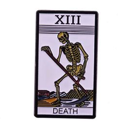 Funny Tarot Enamel Pins Collect Creativity Metal Cartoon Brooch Backpack Hat Collar Lapel Badge Men Women Fashion Jewelry Gifts Death Skull