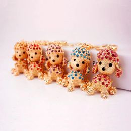 Keychains Figure Dog Keychain Craft PVC Vinyl Animal Poodle Trinkets For Car Rhinestone Metal