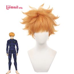 Wigs Lemail wig Synthetic Hair Anime BLUE LOCK Kunigami Rensuke Cosplay Wigs Orange 32cm Short Warping Cosplay Heat Resistant Wig