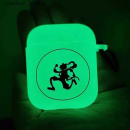 Earphone Accessories Anime Luffy Luminous AirPods Case Glow in The Dark Earphone Cover for AirPods Pro 1 2 3 Gen Case Birthday Gift for FansY240322