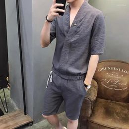 Men's Tracksuits Top Gym Sports Suits No Logo Clothing Sportswear T Shirt Man Grey Shorts Sets Jogging Tracksuit Plain Casual High Quality