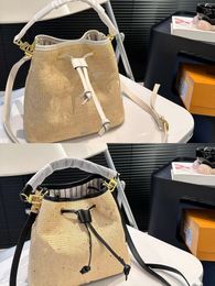 2024 Summer new fashion luxury design Women's Mini woven Bag Powder yellow leather refreshing casual detachable shoulder strap crossbody bag