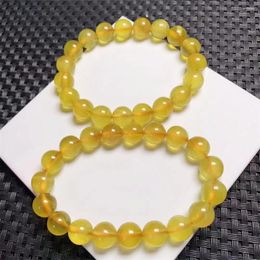 Link Bracelets 9.5mm Natural Golden Prehnite Bracelet Round Bead Women Beautiful Colorful Crystal Energy Healing Fashion Jewelry 1PCS