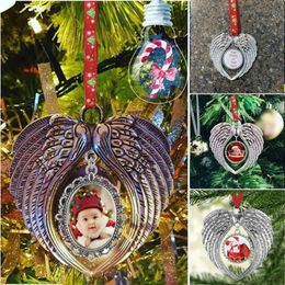 Julår 2021 Ornament sublimering Nya dekorationer ängelvingar form tomma heta överföringstryck förbrukningsvaror leveranser gåva