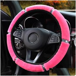 Steering Wheel Covers Ers 37-38Cm Soft P Rhinestone Car Er Interior Parts Accessories Steering-Er Protector Decoration Drop Delivery A Otxhg