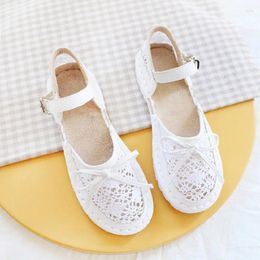 Casual Shoes Summer Cotton Linen Flat Lace Breathable Sandals Shallow Mouth All-match Fashion One-word Buckle Single Women