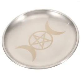 Candle Holders Pentagram Ritual Plate Home Supply Altar Tray Accessory Taper Decorative Holder Three Phase
