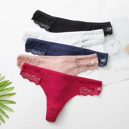 Women's Panties Cotton Briefs Elegant Floral Lace Seamless Low Waist Underwear With Breathable Anti-septic Fabric Soft Elastic