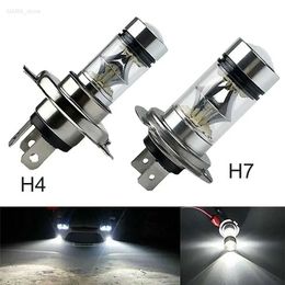 Other Car Lights 100W H4 H7 Super Bright 20Smd LED Automotive Daytime Running Light Fog Light 6000K Automatic Driving Headlight High and Low Temperature BulbL204