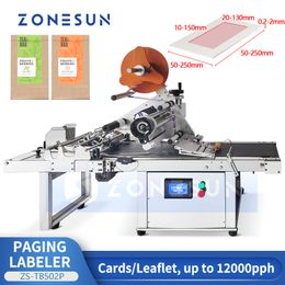 ZONESUN Automatic Paging Labelling Machine Flat Surface Label Applicator Card Leaflet Labelling ZS-TB502P