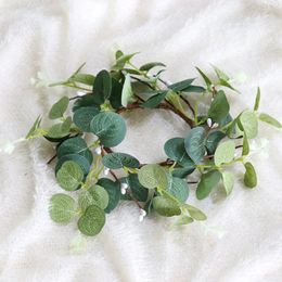 Decorative Flowers Eucalyptus Wreath Chrismas Decor Artificial Leaves For Mini Christmas Decorationss Wreaths Rings Silk Leaf