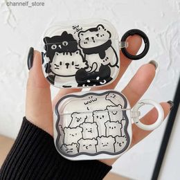 Earphone Accessories Soft Silicone Anti-fall Case For AirPods Pro 2 Cute Cat Painting Earphone Case For AirPods 1 2 3 Air Pods Cover with KeyringY240322