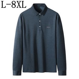 Size 8XL 7XL 6XL 2024 Autumn Oversized Polo Shirt Men Business Mens s Shirts Long Sleeve High Quality Loose Homme 240311