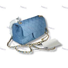 2024 New 7A high quality brand designer Denim Gold Ball square Fat chain bag Luxury fashion and classic