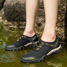 Shoes Men Hiking Shoes Breathable Mesh Summer Climbing Boots Sport Shoes For Mens Trekking Sneakers Walking Jogging Outdoor Mountain