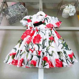 Brand designer kids clothes girls dresses baby skirt lace Princess dress Size 90-150 CM Simulated silk cotton fabric child frock 24Mar